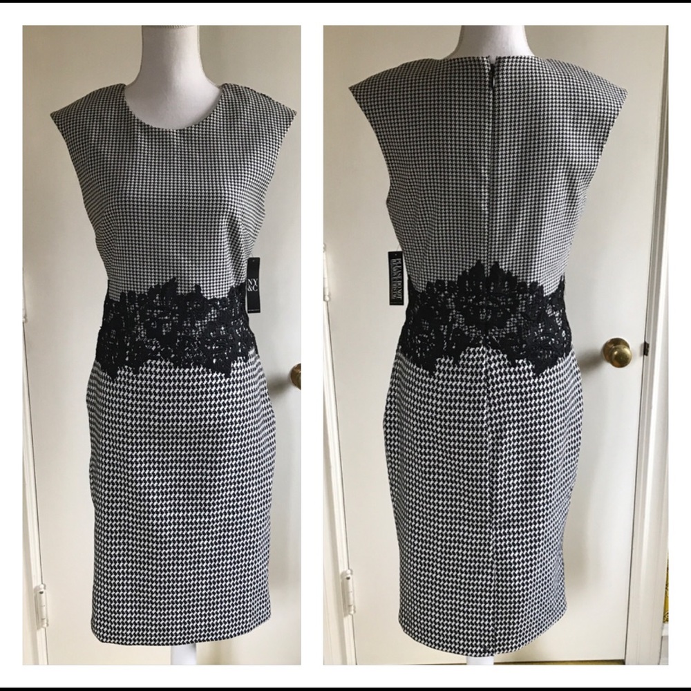 NWT * NY & Co * Houndstooth Dress with Lace Belt